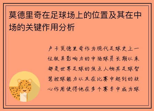 莫德里奇在足球场上的位置及其在中场的关键作用分析